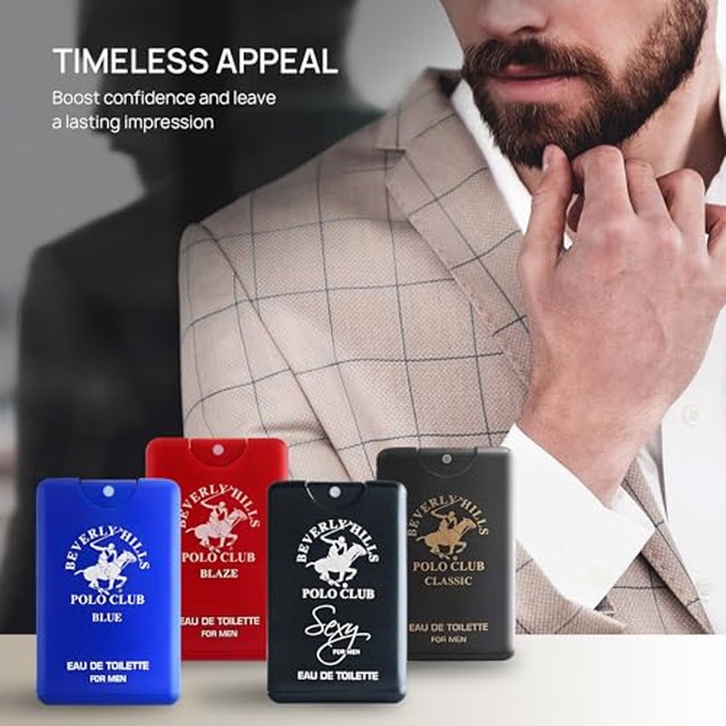 Beverly Hills Polo Club Pocket Size Collection, 4 Piece Cologne Gift Set for Men, Pack of 1, 0.68 fl oz