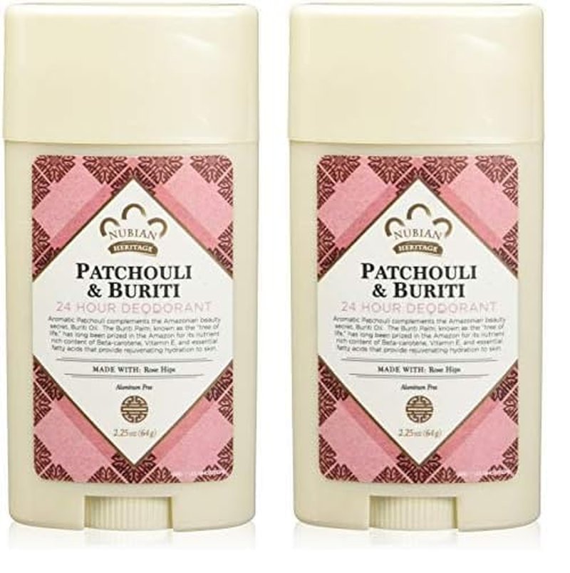 Nubian Heritage Patchouli & Buriti 24 Hour Deodorant Stick, 2.25 Ounce (Pack of 2)