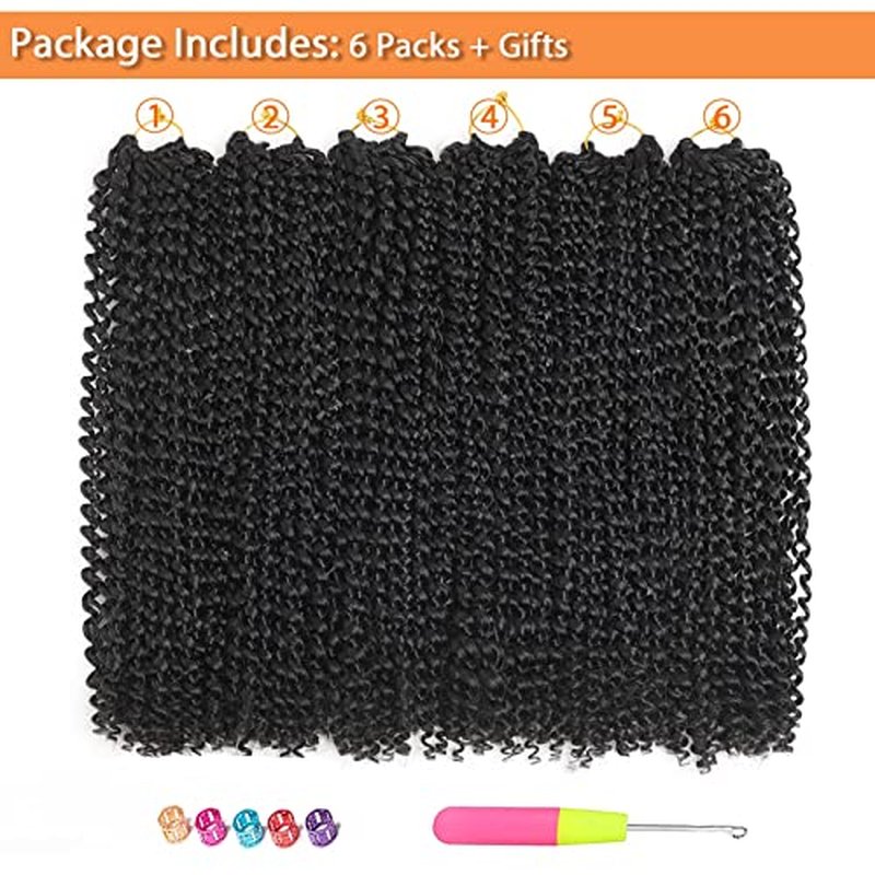 Passion Twist Hair 14 Inch 6 Packs Black Water Wave Crochet Hair for Passion Twists Bohemian Braiding Protective Style Hair Extensions (6 packs,14 inch,1B#)