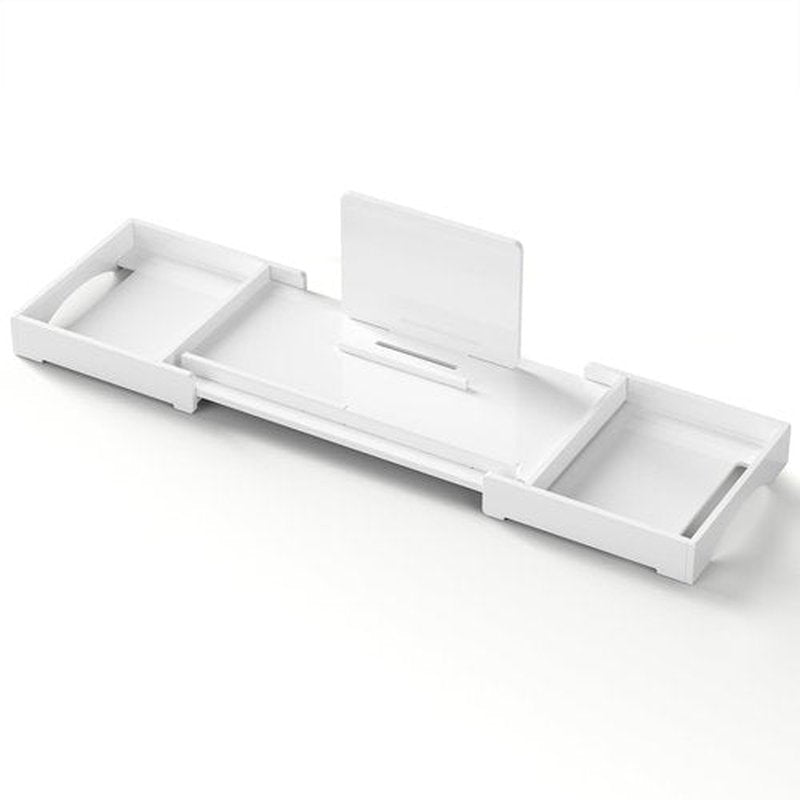 Kucle Expandable Acrylic Bathtub Tray - 18-32 Inches Bath Caddy Tray for Bathtub, Luxury Bath Tub Tray Table for Home Spa, Bath Tray for Tub, Bathroom Tub Accessory Birthday Gift for Her (White)