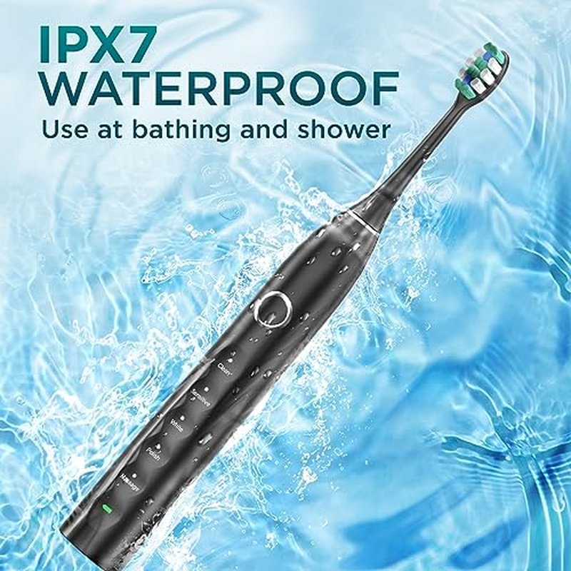 Fronix Electric Toothbrush for Adults with 8 Brush Heads, Sonic Toothbrush Rechargeable with a Holder & Travel Case, 2.5 Hours Charge for 120 Days Use