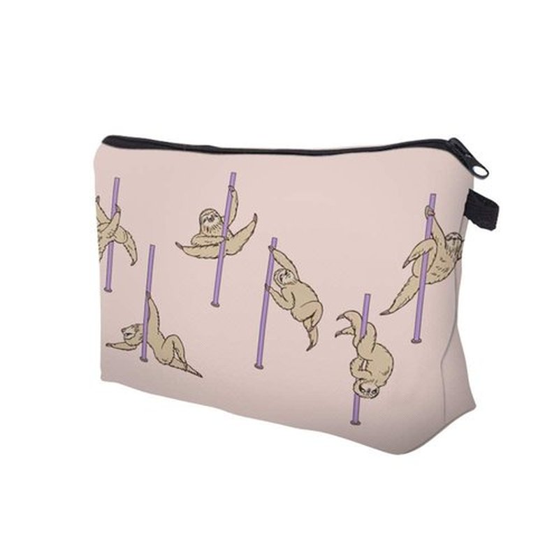 LOOMILOO Cosmetic Bag for Women, Adorable Roomy Makeup Bags Travel Water Resistant Toiletry Bag Accessories Organizer Cute Gifts (pole dance sloth 51819)