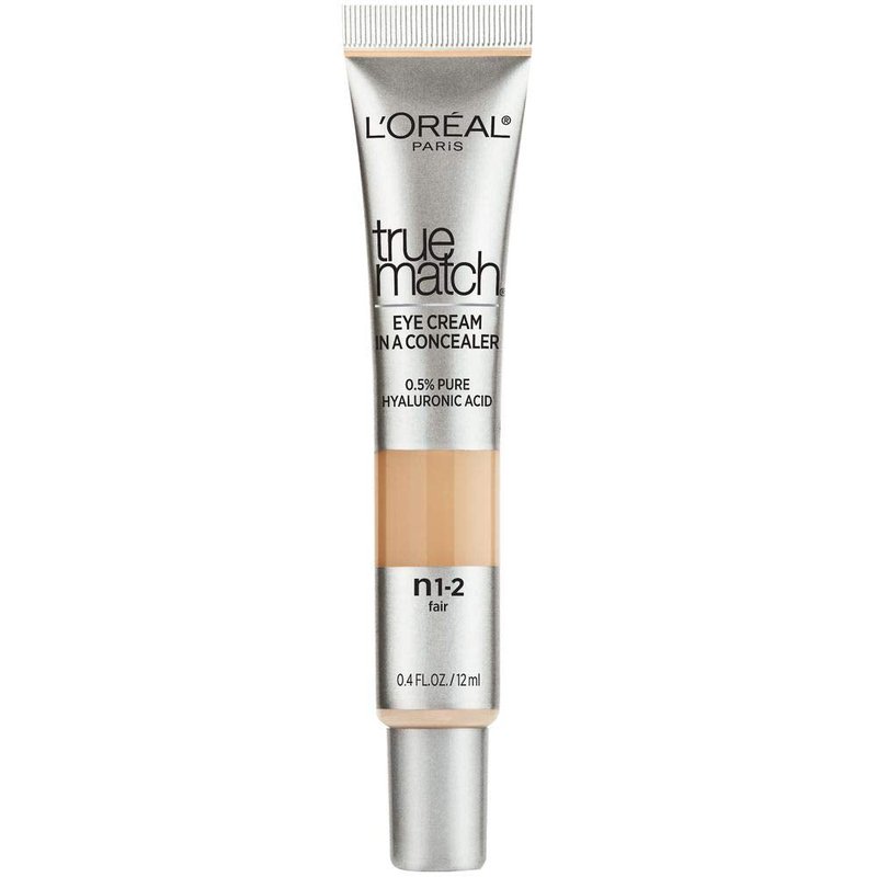 L'Oreal Paris True Match Eye Cream Concealer - 0.5% Hyaluronic Acid, Fair N1-2 | 0.4 Fl. Oz.