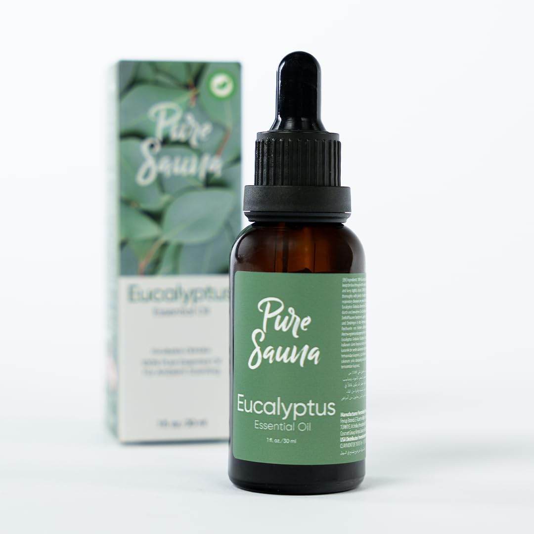 Pure Sauna Eucalyptus Essential Oil - 100% Pure Eucalyptus Globulus for Diffuser, Steam Shower & Sauna - Invigorating Spa Scent (1 fl oz / 30 ml)