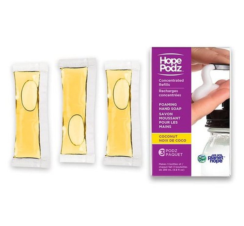 HOPEPODZ Dissolvable Planet-Friendly Foaming Hand Soap Refills - 3 Pack (9 pods) Coconut Scent - Infused with Natural Ingredients and Delightful Fragrance Just Add Water