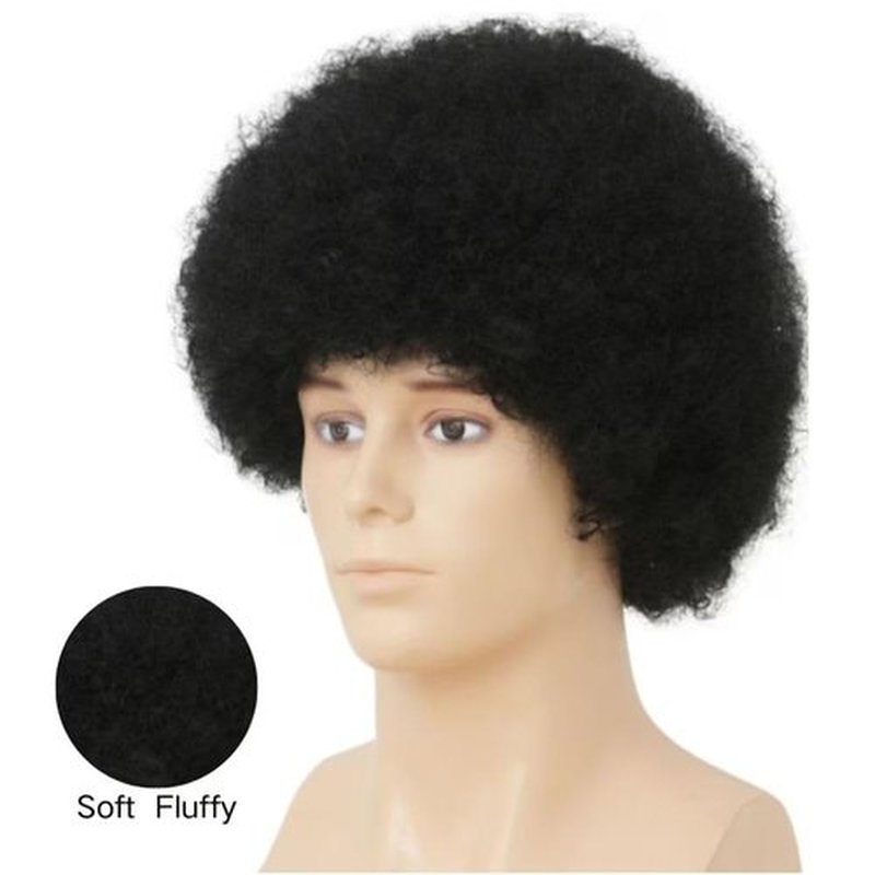 Salaibs Mens Black Afro Wig 70s Wig Curly Kinky Fancy Funny Disco Wigs Halloween 70s Costume Unisex Hair Wig for Black Men