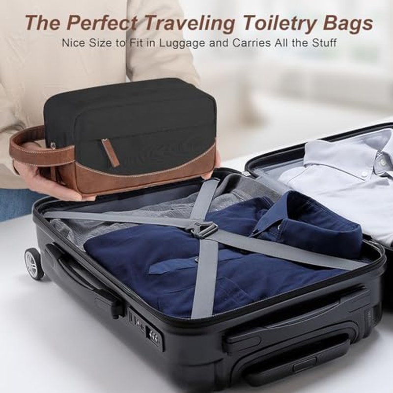 Ezday Travel Toiletry Bag for Men, Hanging Toiletry Organizer, Water Resistant Shaving Kit with Large Capacity for Travel Accessories (Black)
