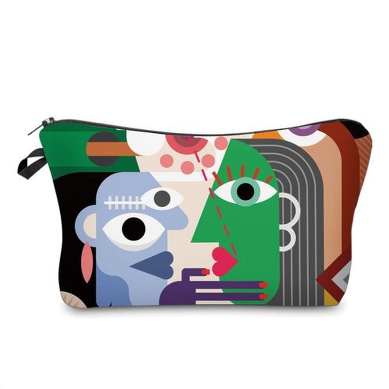 LOOMILOO Small Toiletry Bags for Women, Adorable Roomy Makeup Pouch Travel Water Resistant Cosmetic Purse Accessories Organizer Gift(Modern Abstract 55548)