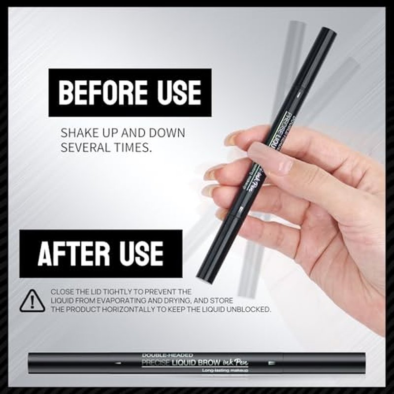 Microblading Eyebrow Pen, Eyebrow Pencil 2-in-1 Dual Ended Eyebrow Pen with 2-Fork-Tip and Precise Brush-Tip, Microblading Eyebrow Pen for Natural Hair-Like Brows, Long Lasting (01#LIGHT BROWN)