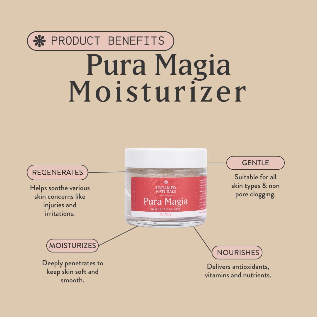 Untamed Naturals Tepezcohuite facial moisturizer, tepezcohuite cream root from Mexico, skin repair, night cream, Pura Magia face cream 2oz/60g