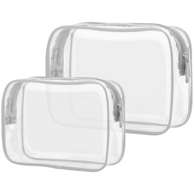 PACKISM Clear Makeup Bags, 2 Pack Quart Size Travel Bag TSA Approved Clear Travel Bags for Toiletries, Clear Cosmetic Bags Carry on Clear Toilety Bag TSA Approved Toiletry Bags, Grey