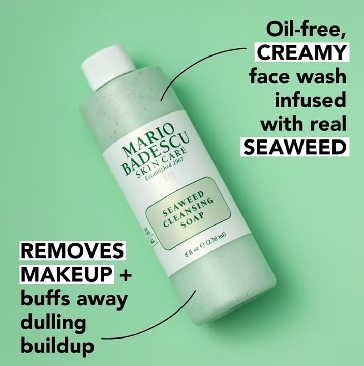 Mario Badescu Seaweed Cleansing Soap for All Skin Types |Creamy Cleanser that Gently Exfoliates |Formulated with Seaweed Grains & Bladderwrack Extract