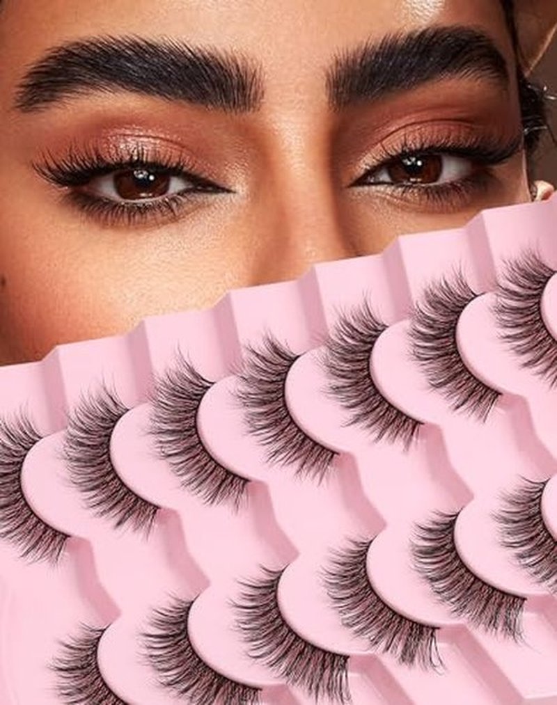 Cat Eye Lashes Light Short Eyelashes Natural Look Thin Band Winged Mink Lashes Short Small Strip Fake Lashes Pack 16mm Foxy False Eyelashes 76-ICON