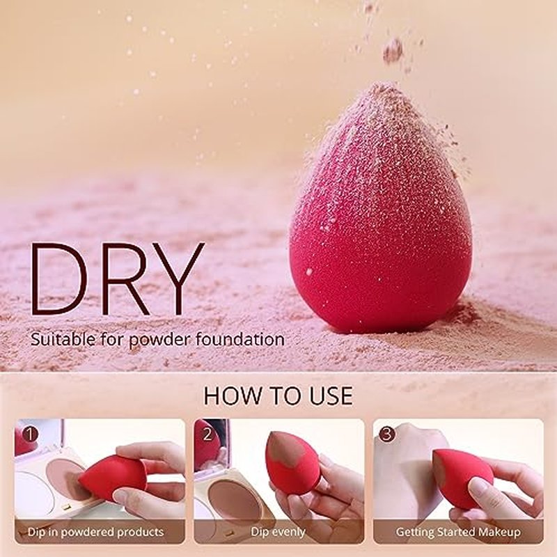 BEAKEY Makeup Sponge 5 Pcs Set, Latex-Free Boun Boun Beauty Sponge for Blending, Makeup Sponges for Foundation Liquid Cream and Powder. Blender for Enhanced Make Up Application, Gift for Women