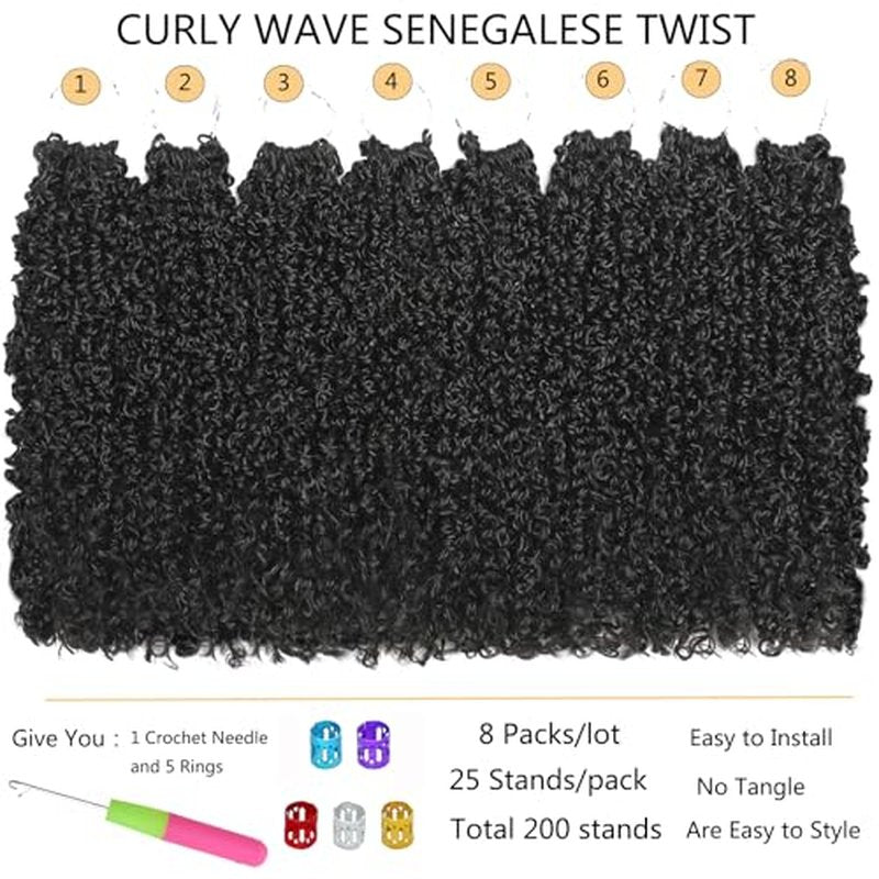 200 Strands Pre-looped Yanky Twist Crochet Hair 8 Packs Pre-twisted Curly Crochet Braids 10 Inch Short Brown Blonde Ombre Bohemian Yanky Twist Hair Crochet Braiding Hair Extensions for Women T1 30 27