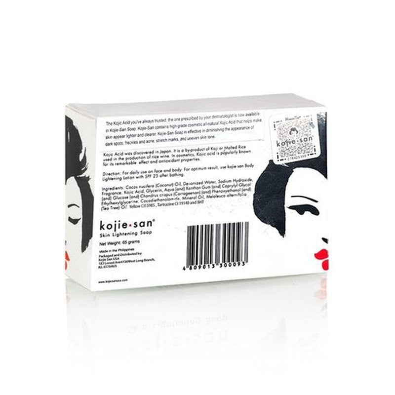 Kojie San Face & Body Shower Set - The Original Kojic Acid Soap, Dark Spot Remover Bar Soap with Coconut & Tea Tree Oil – 65g x 8 Bars with Leafa Soap Net, Brush and Soap Dish