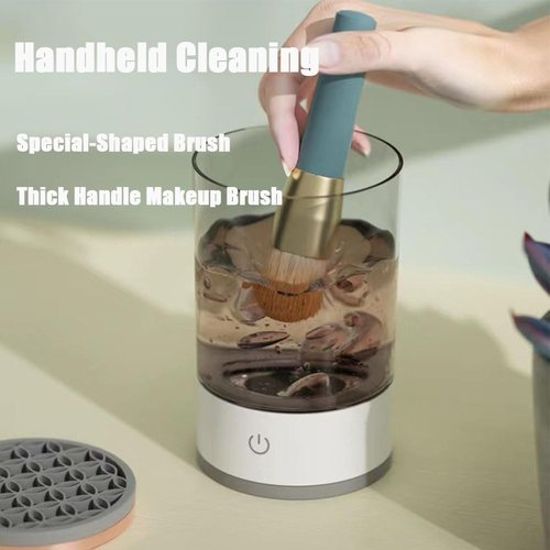 Rinse Hero Brush Cleaner, 2025 New Rechargeable Cosmetic Brush Cleaner, Beauty Swirl Cosmetic Brush Cleaner for All Size Makeup Brush (Clear,Plug-in)