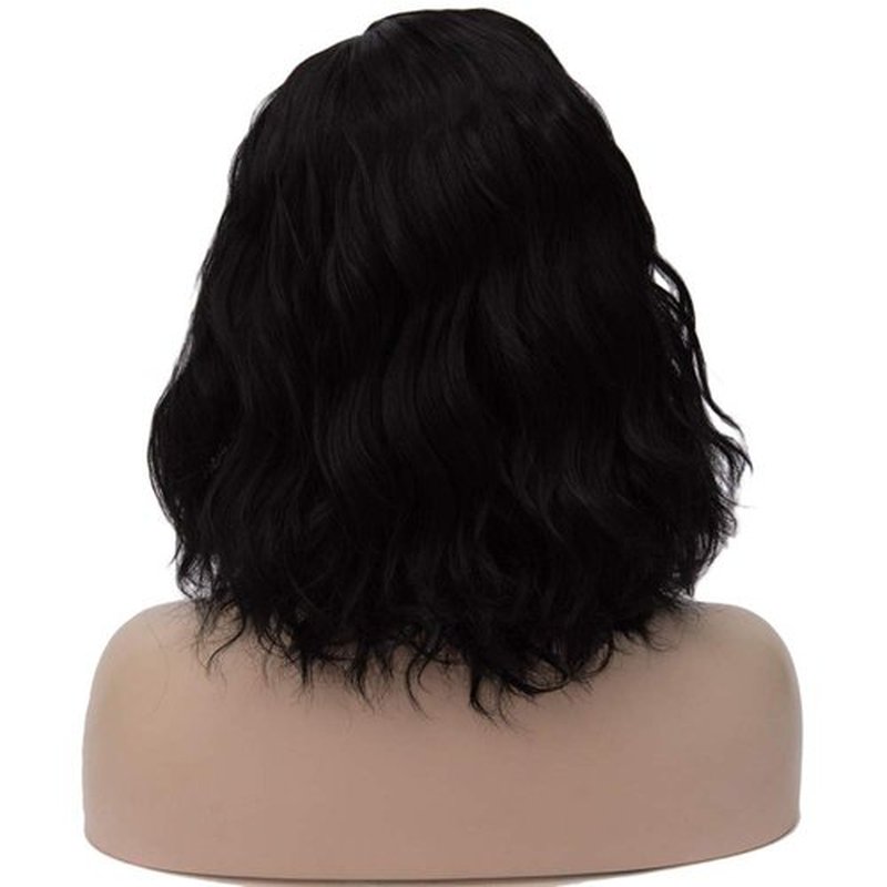 BERON Black Wigs for Women 14" Short Curly Wavy Wig Girls 35 cm Natural Black Shoulder Length Body Wave Halloween Cosplay Daily Party Wigs