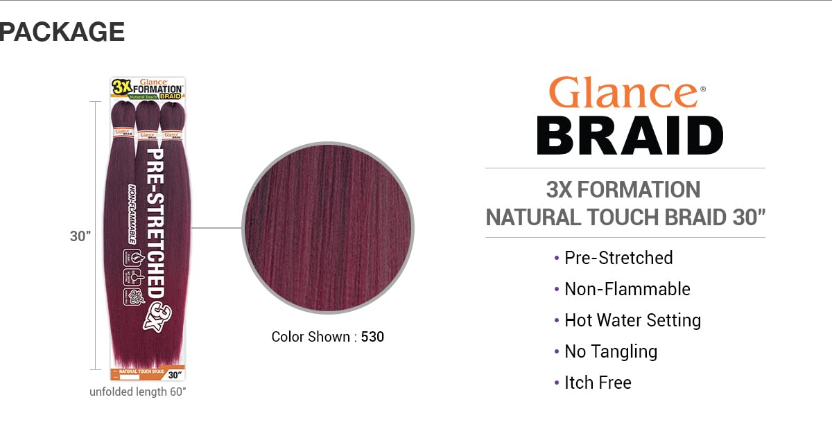 ModelModel Braids Glance Pre- Stretched 3X Formation Natural Touch Braid 30" (1-pack, 530)