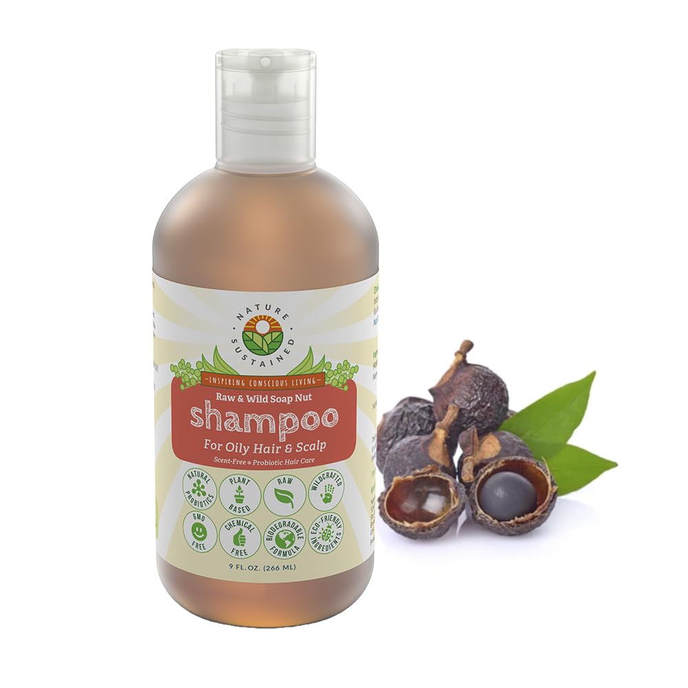 Natural Shampoo for Oily Hair & Scalp - Organic, Raw & Wildcrafted with Probiotics, Hypoallergenic & Sulfate Free Herbal Shampoo for Oil Control, Dandruff, Seborrheic Dermatitis - 9 Oz, Original