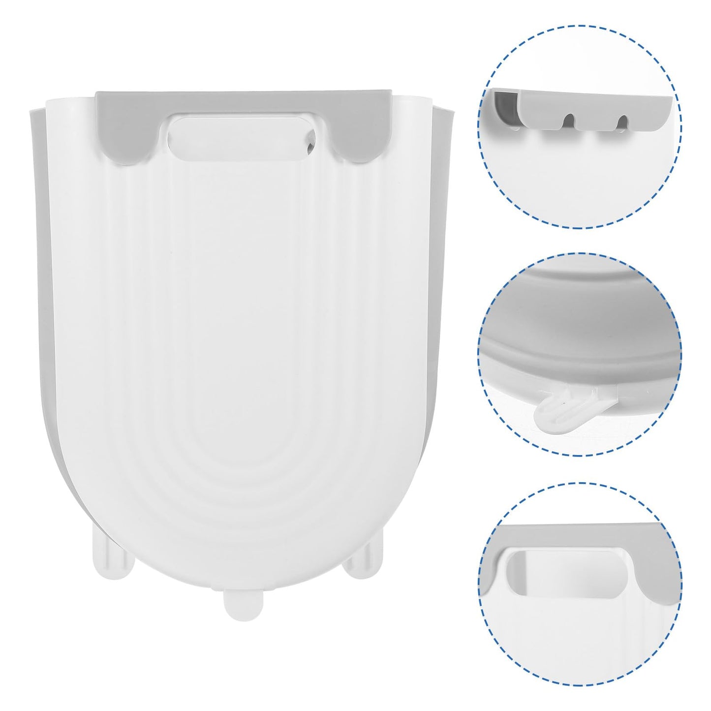 FRCOLOR Kitchen Hanging Garbage Bin Foldable Wall-Mounted Trash Can Large Grey-White Plastic Waste Container for Cabinet Door Kitchen Bathroom Storage
