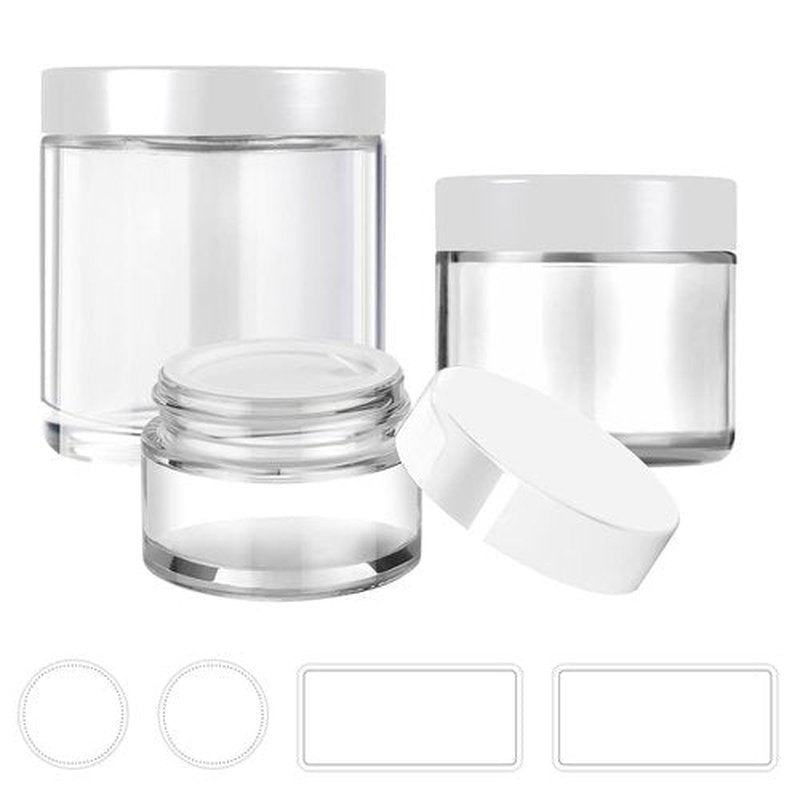 Tecohouse Glass Jar with Lids, 1 oz, 2 oz and 4 oz Glass Jars with Lids & Stickers, Reusable Travel Containers for Creams, Lotion, Cosmetic - 3 pack
