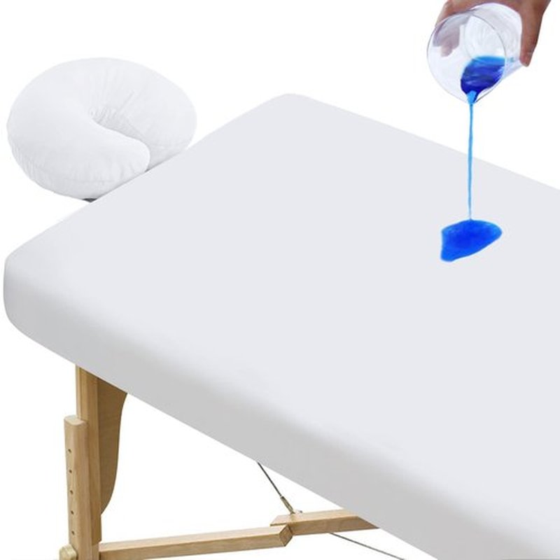 Waterproof Massage Table Sheets, Massage Table Cover Set 2- Piece Include Massage Fitted Sheet and Face Cradle Cover Ultra Soft & Skin-friendly Fit Massage Table & Facial Bed, White, 36×77×7