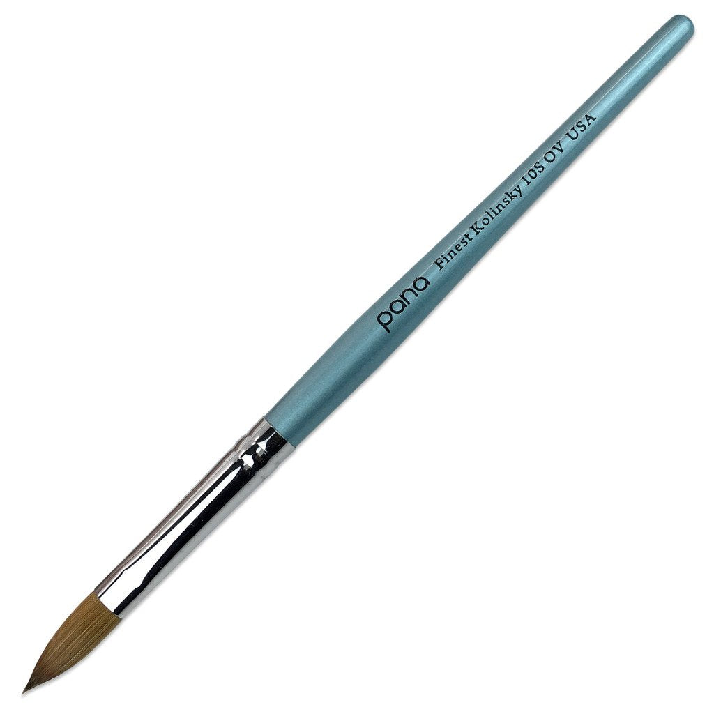 Size 10 PANA Pure Kolinsky Acrylic Nail Brush - Oval Crimped Clear Handle