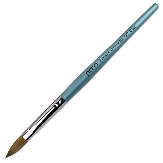 Size 10 PANA Pure Kolinsky Acrylic Nail Brush - Oval Crimped Clear Handle