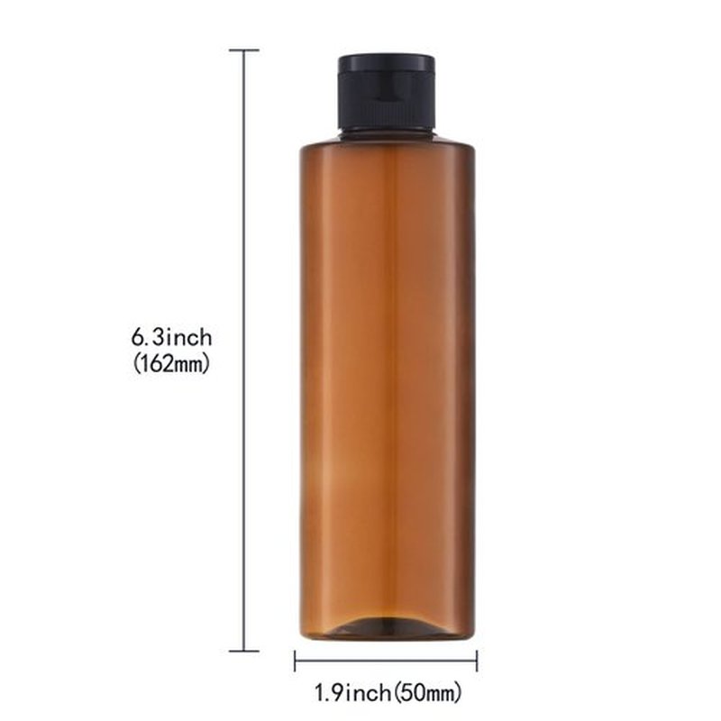 LISAPACK 8.3oz Travel Bottles with Flip Cap (4 Pcs) Empty Dispenser Container for Travel Size Cosmetics (250ml, Brown)