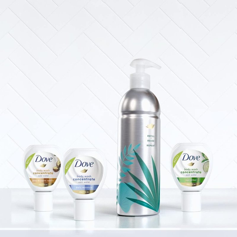 Dove Body Wash Concentrate Refill - Shea & Warm Vanilla | 4 Pack, 4 Fl Oz (Makes 16 Fl Oz) for Soft Skin