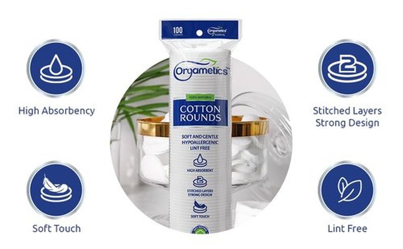 Orgametics Cotton Rounds, 100% Natural Turkish Cotton Premium Makeup Remover and Facial Cleansing Round Pads, Lint Free, Hypoallergenic and Ultra Soft, Luxury Quality (200 Count-Pack of 2)