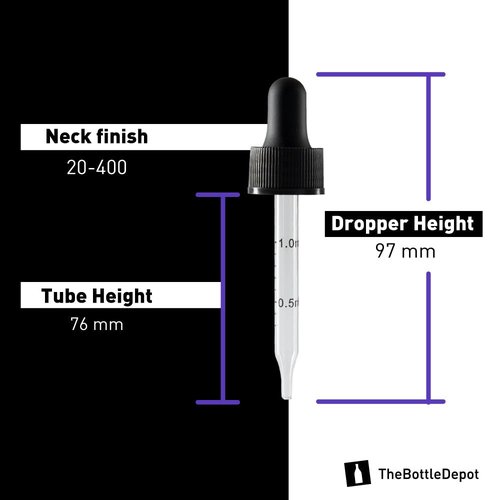 The Bottle Depot - 2 Pack - 1 oz Glass Bottle with Dropper - Black UV - 20-400 Neck Finish - Boston Round Bottles - Leakproof Essential Oils Bottles