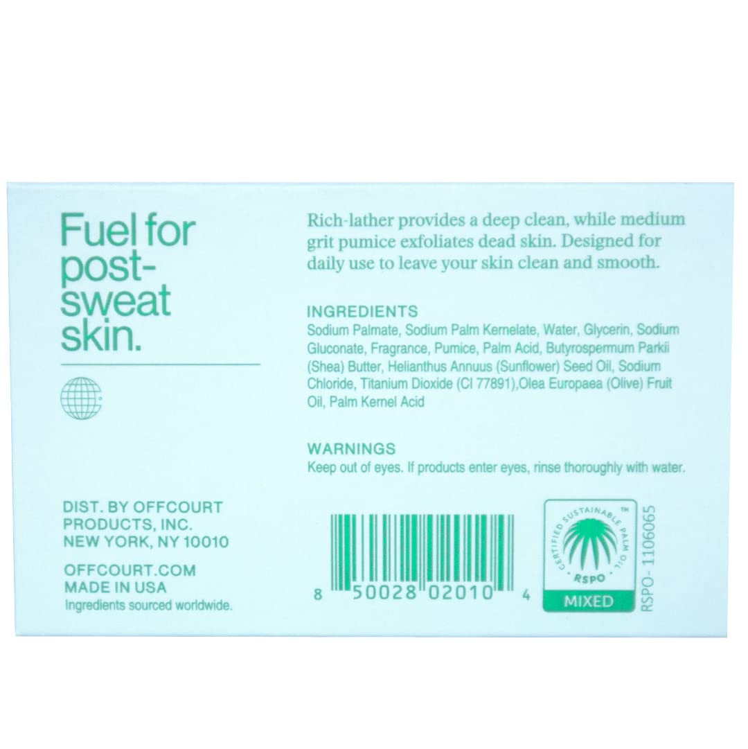 OffCourt Exfoliating Bar Soap – Whole Body, Deep Cleansing and Hydrating Soap for Men & Women - All Skin Types - Non-Drying Bar - Fresh Citrus Scent (5oz, 1 Pack)