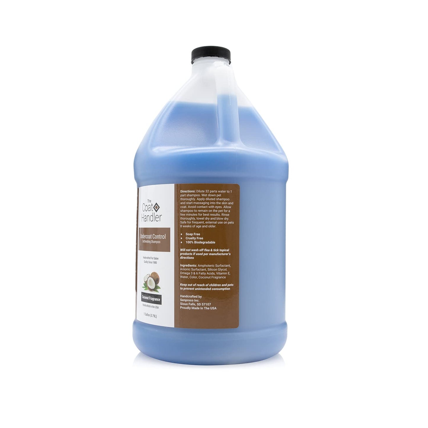 The Coat Handler Undercoat Control deShedding Dog Shampoo, 1 Gallon - Combats and Reduces Shedding, Undercoat Removal, Omega 3 & 6 Rich, Vitamin E Strengthens The Hair Follicle, Natural