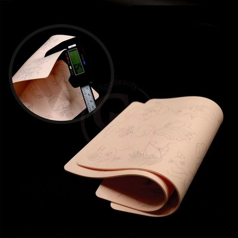 3pcs Premium Silicone Tattoo Training Pad Double Side Pre-Printed Pink Tiny Tattoo Practice Skin for Body Art Tattoo Training (3pcs)