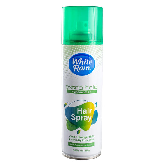 White Rain Hairspray Extra Hold Unscented, 7 oz (Pack of 8), Aerosol Hairspray for Women & Men, Humidity Resistant, Fragrance-Free, Non-Sticky, Finishing Hair Spray Extra Hold for All Hair Types