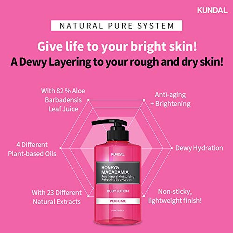 Kundal Nature Body Lotion [Acacia Moringa Scent] Natural Moisturizer with 82% Aloe Vera/Deep Hydration for Dry Skin/Organic Formular Sensitive Skin Friendly 1,000ml(16.9 Fl Oz x 2ea/set)