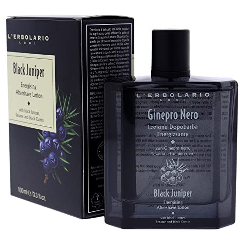 L'Erbolario Black Juniper Energising Aftershave Lotion - Refreshing And Toning Properties - Restorative Effect - Ideal Comfort For Skin On Face And Neck - Plant-Derived Active Ingredients - 3.3 Oz