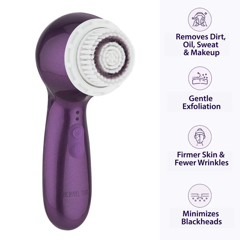 Michael Todd Beauty – Soniclear Petite – Facial Cleansing Brush System – 3-Speed Powered Exfoliating Face Brush, Purple Metallic