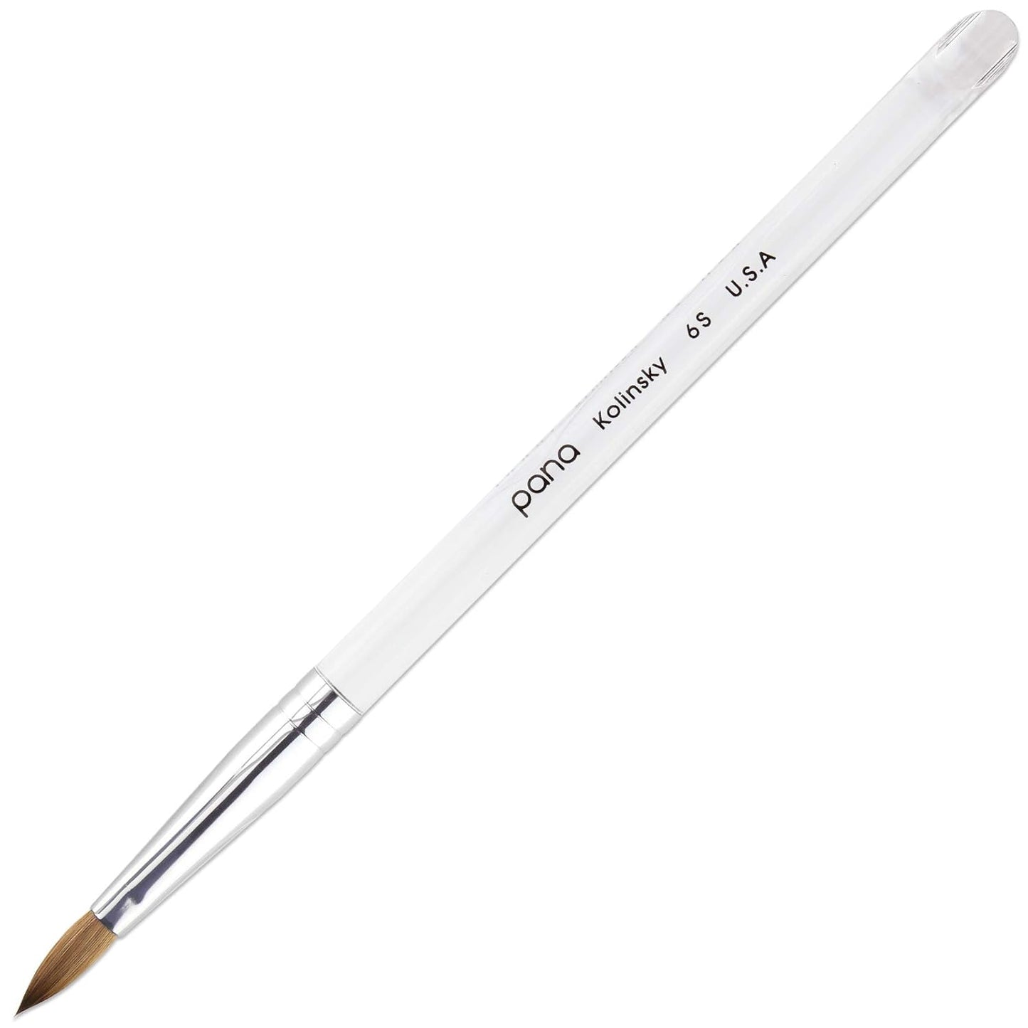 Size 10 PANA Pure Kolinsky Acrylic Nail Brush - Oval Crimped Clear Handle