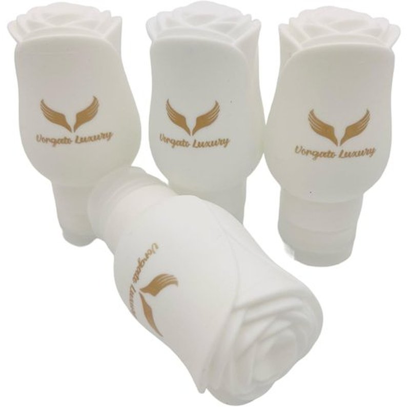 Vorgato Luxury- Silicone Travel Bottles for Toiletries - 3oz Travel Size Bottles - Silicone Travel Bottles - TSA Approved Travel Bottles - Leak proof Travel Bottles - Refillable Travel Bottles (White)