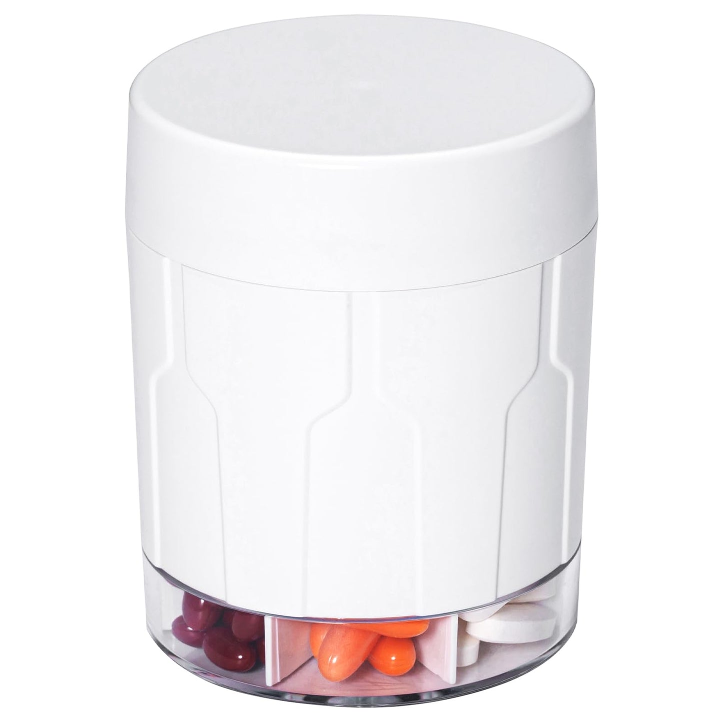 Betife Extra Large Supplement Organizer,Weekly Pill Organizer Bottle, Daily Pill Dispenser with 7 Large Compartments, Organizer to Hold 7 Day Vitamin Medication,21 Labels and a Cleaning Brush（White）