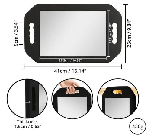 mpowtech 4 Pack Lightweight Handle Mirror - Large Hand Held Mirror(16.14" x 9.84") Foam Barber Mirror Handheld,Salon Hand Mirror with Double Handle - Hairstylist and Barber Accessories