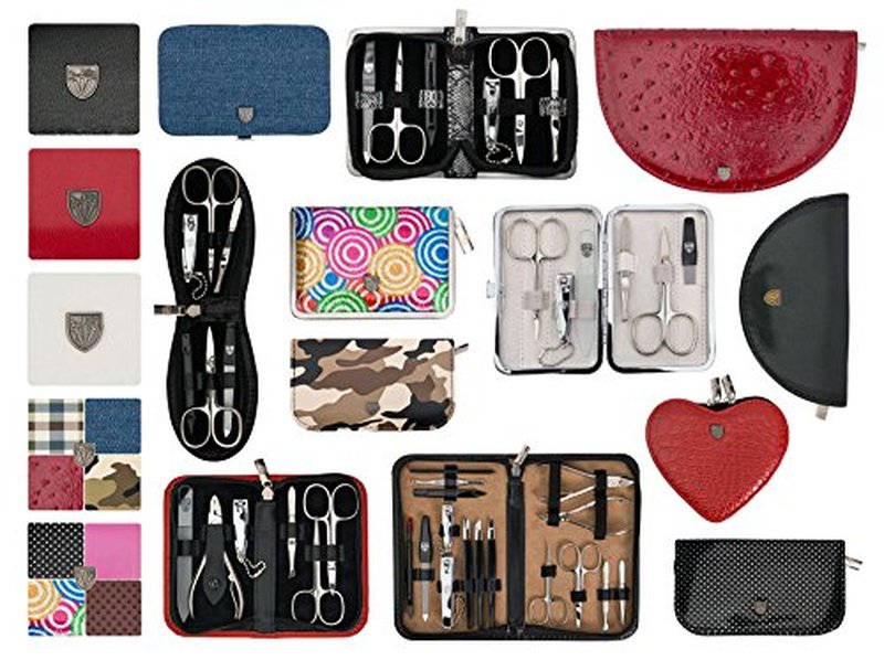 3 Swords Germany - brand quality 6 piece manicure pedicure grooming kit set for professional nail care with genuine leather case - Made in Germany