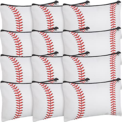 Eccliy 20 Pcs Baseball Makeup Bags Bulk Sport Team Gifts Baseball Cosmetic Bag Accessories for Women Toiletry Zipper Pouch Travel Canvas Gifts Stuff for Party Team Players Lover