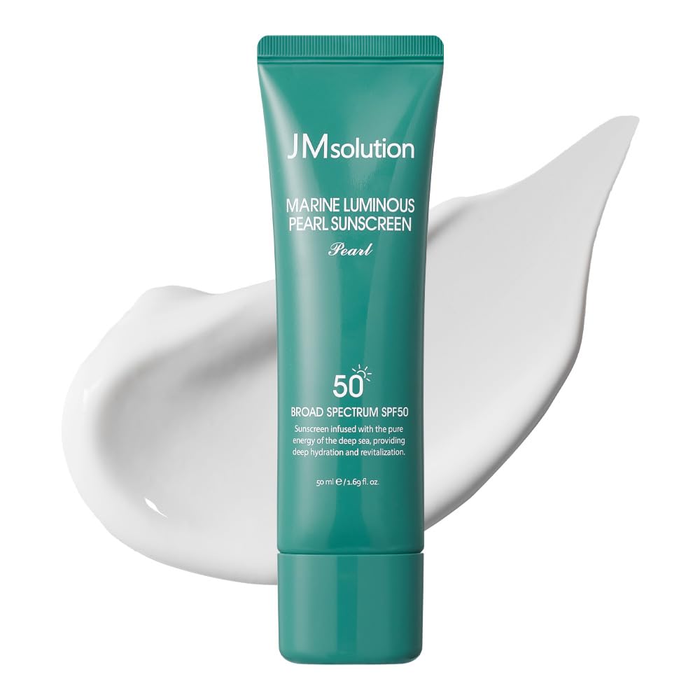 JMsolution Korean Sunscreen SPF50+ PA++++ for Face | Hydrating Glow Sunscreen | No White Cast, Lightweight, Non-Greasy | Marine Pearl UV Cream(1.69 fl.oz)