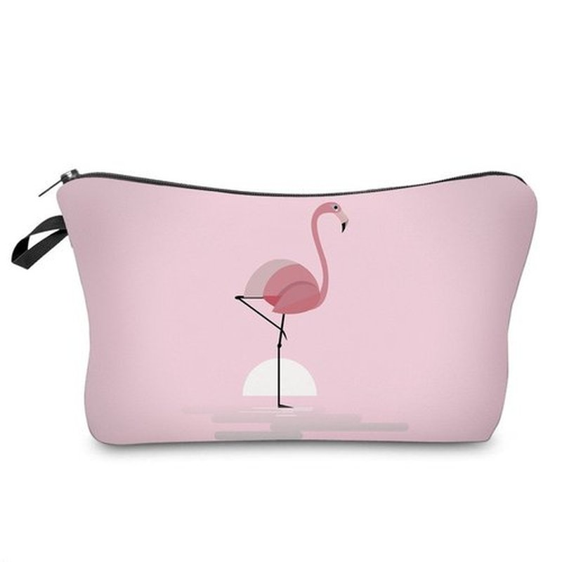 LOOMILOO Small Makeup Bag Pink Flamingo Cosmetic Bags for Women Cute Women Toiletry Bag (51070)