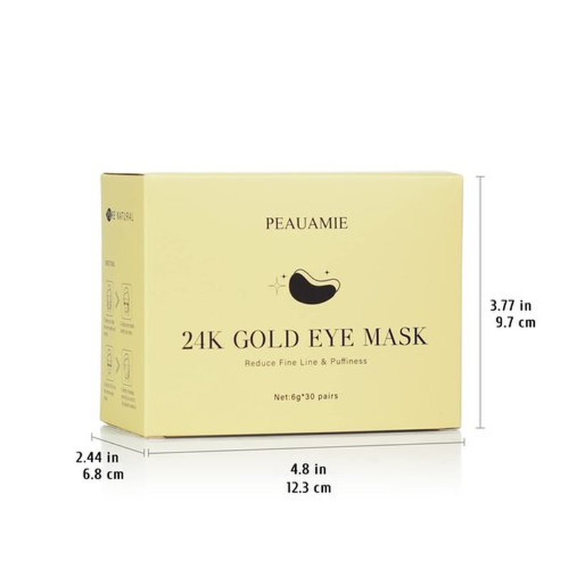 PEAUAMIE Under Eye Patchs (30 Pairs) 24k Gold Eye Mask and Hyaluronic Acid Eye Patch and Rose Eye Masks for Dark Circles and Puffiness Wrinkle Eye Bags (24k Gold)