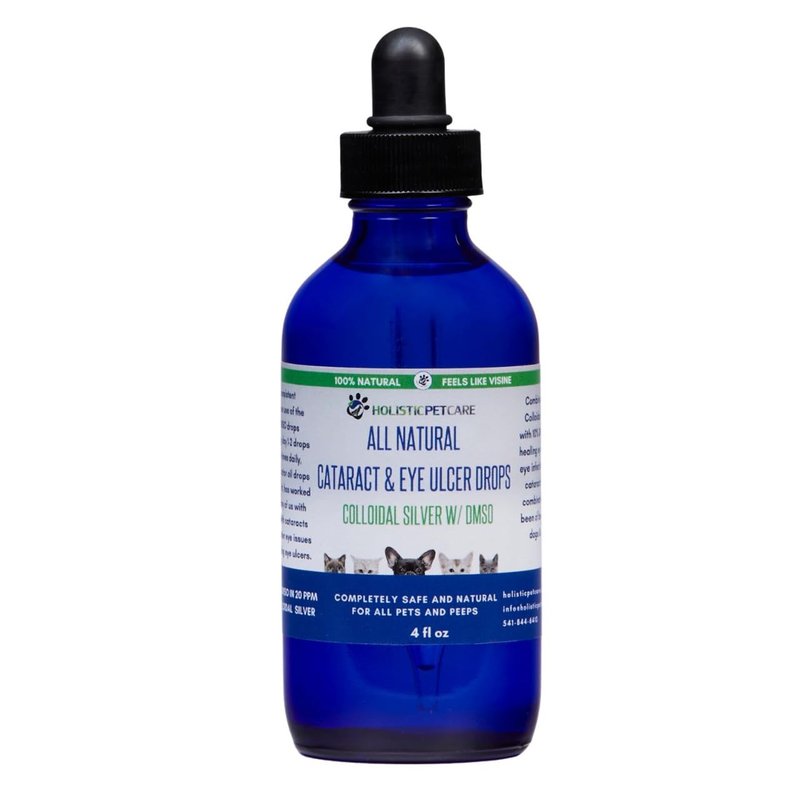 Holistic Pet Care Eye Ulcer Drops – Colloidal Silver with DMSO for Prompt Absorption, for Dogs & Cats Eye Infections, Irritations, Ulcer & Cataract – Great Natural Care Solution for Pet Wellness (4oz)